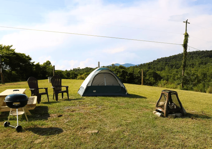 hip camp on a christmas tree farm