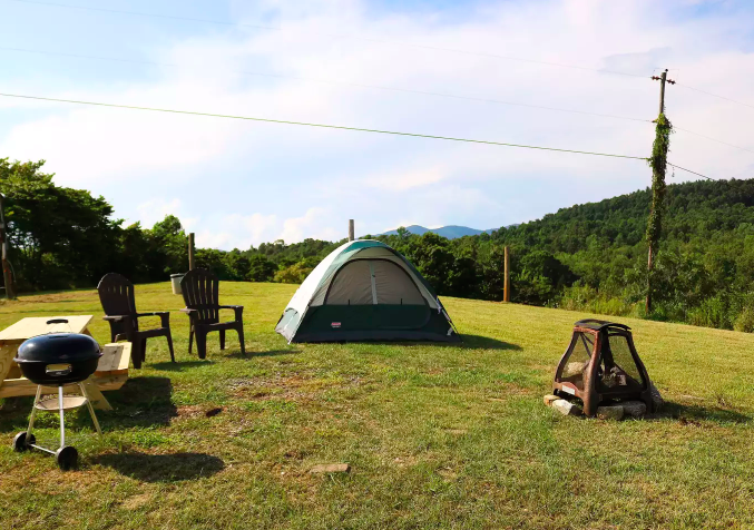 hip camp on a christmas tree farm