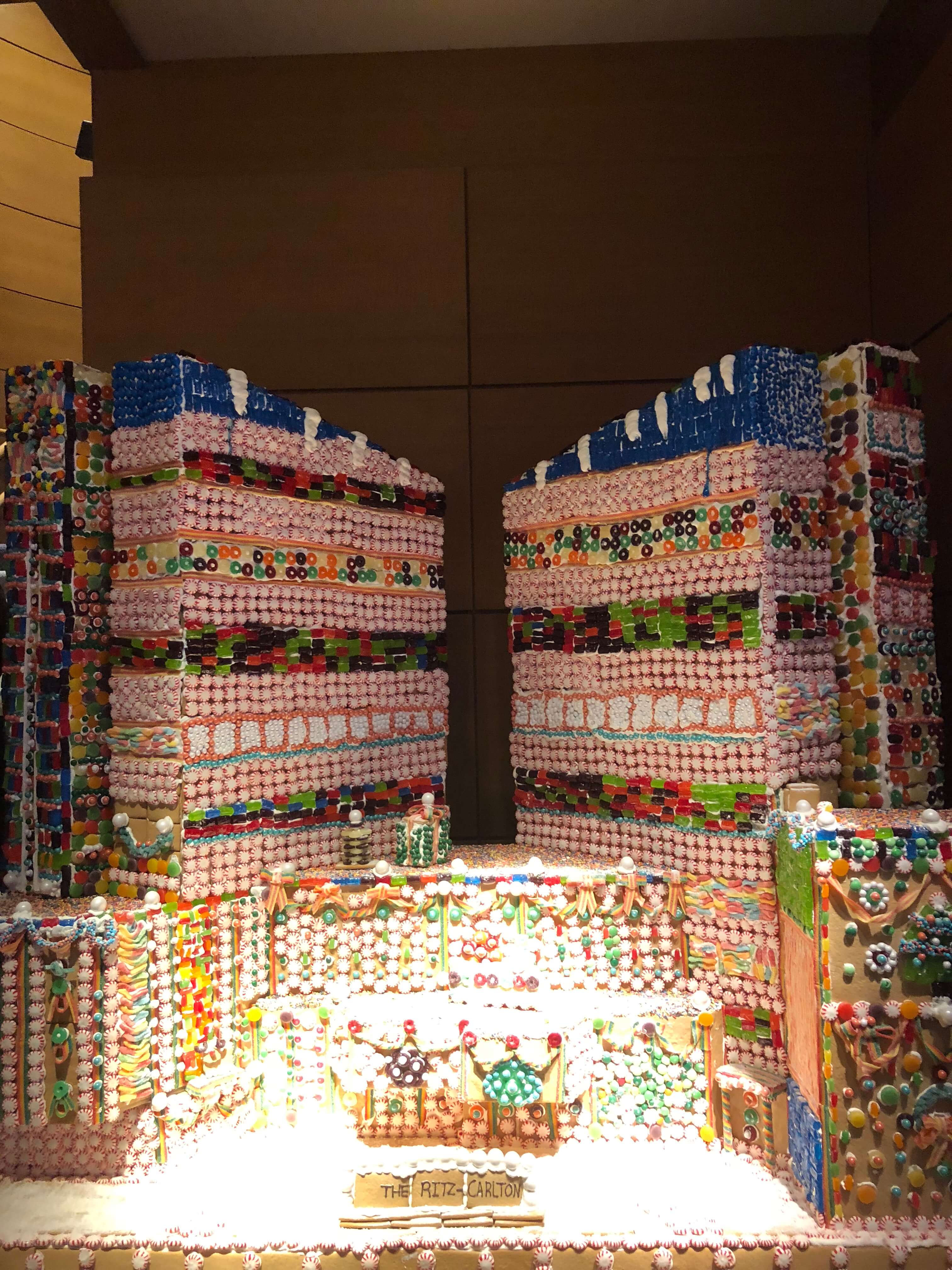 gingerbread house decorating giant tower at the ritz