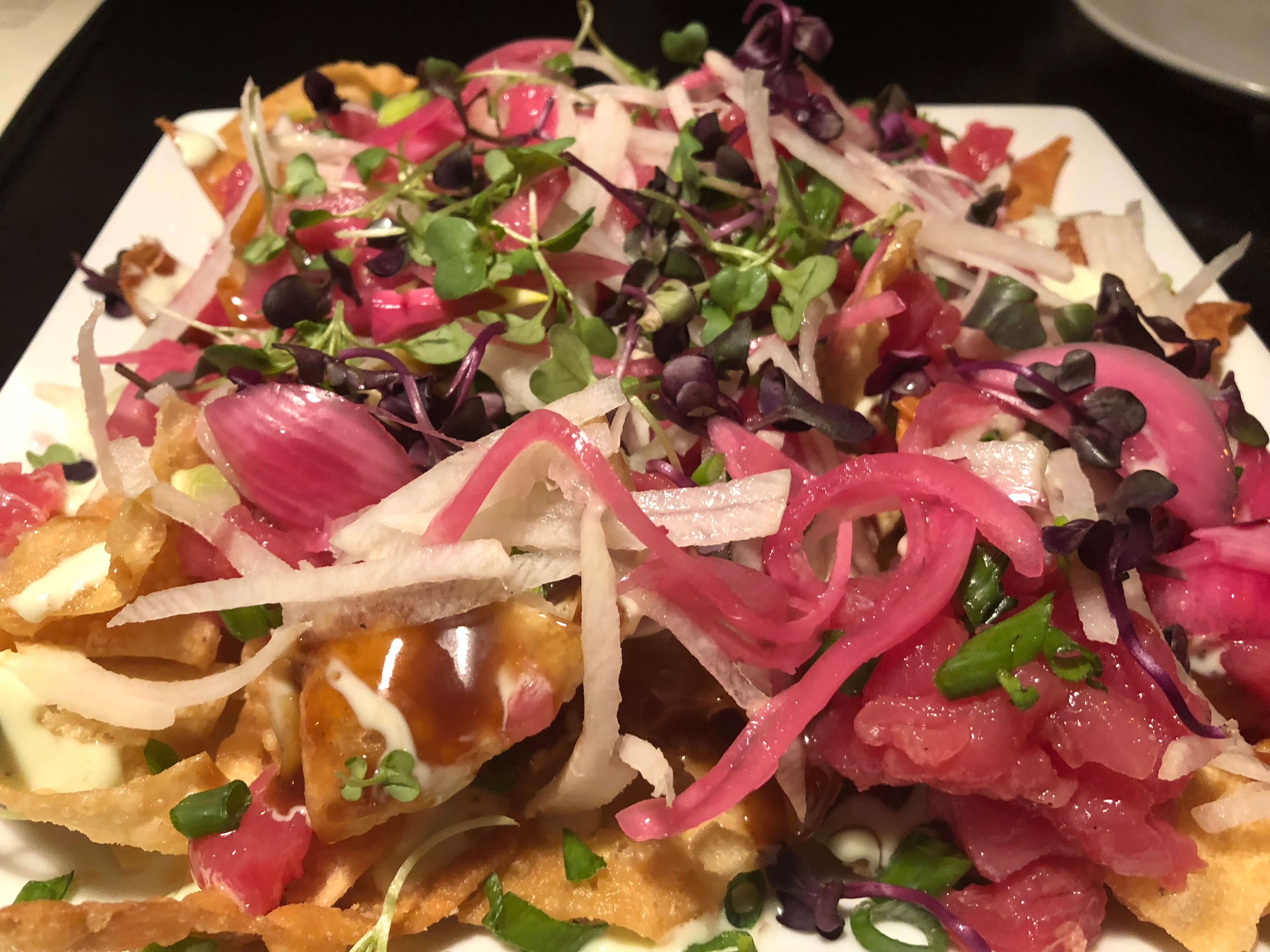 ahi nachos at the Fire Tower in Vermont