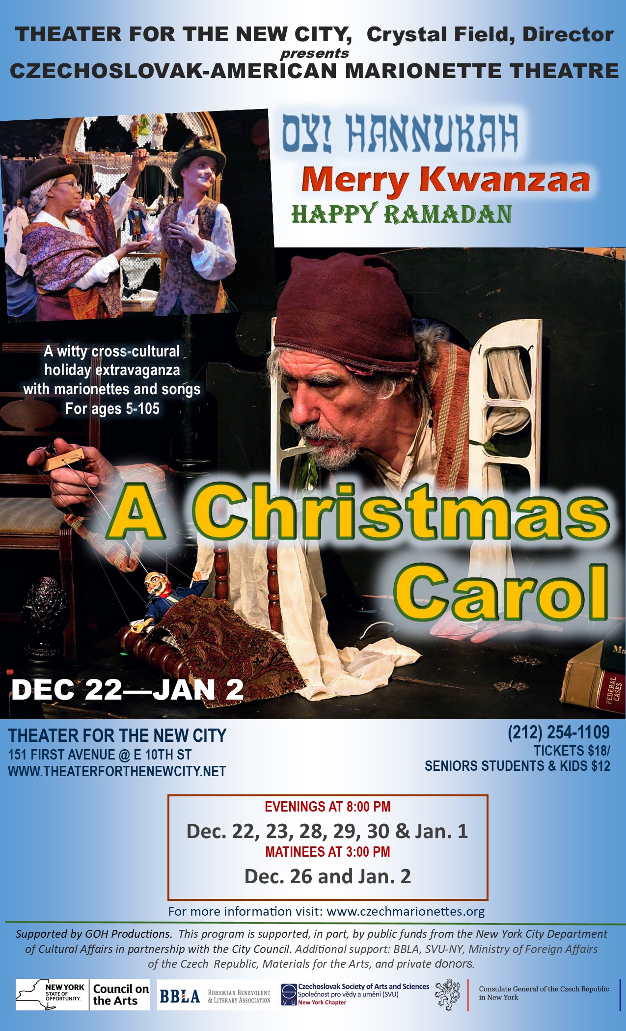 Czech Marionettes in "A Christmas Carol, Oy! Hanukkah, Merry Kwanzaa"