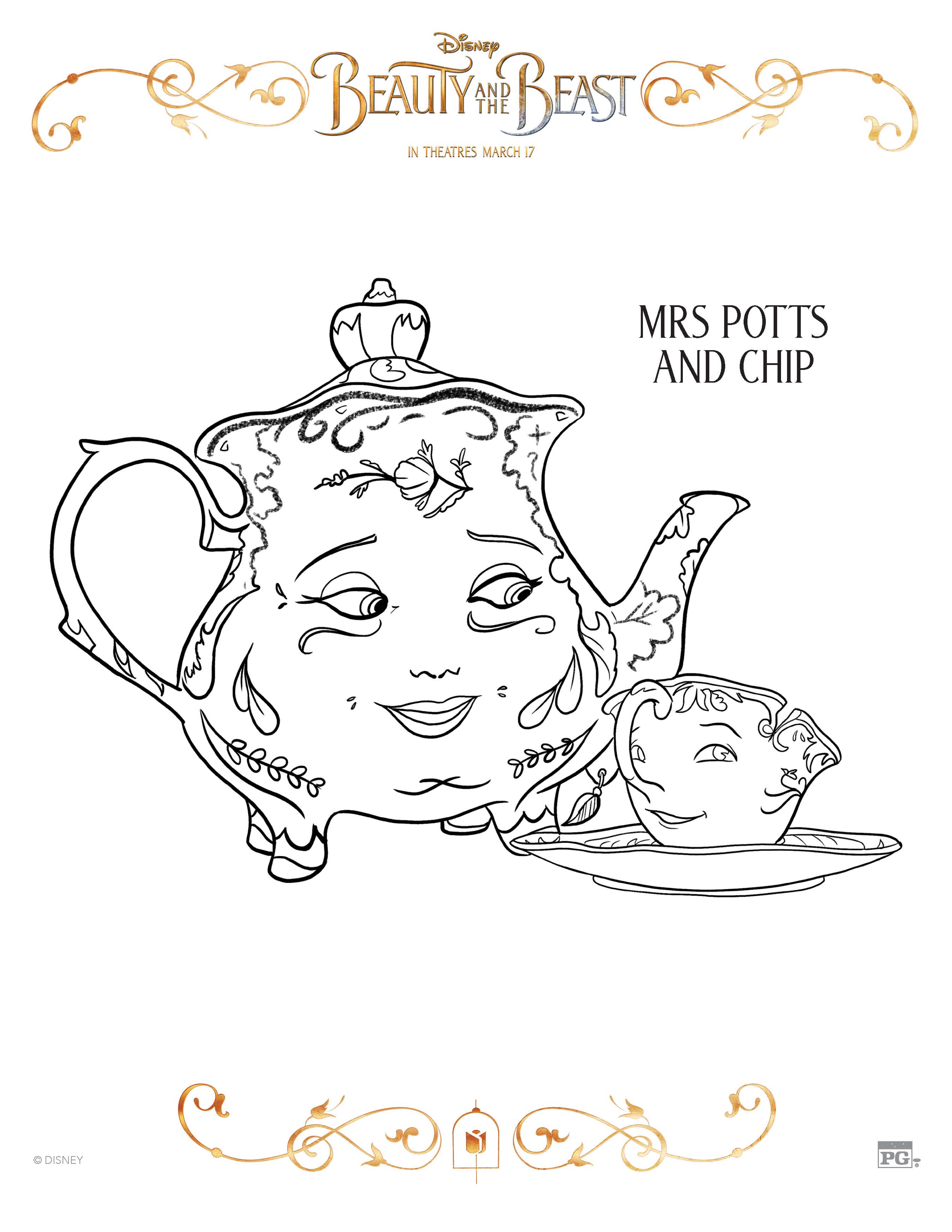 Beauty And The Beast Free Coloring Sheets For Kids