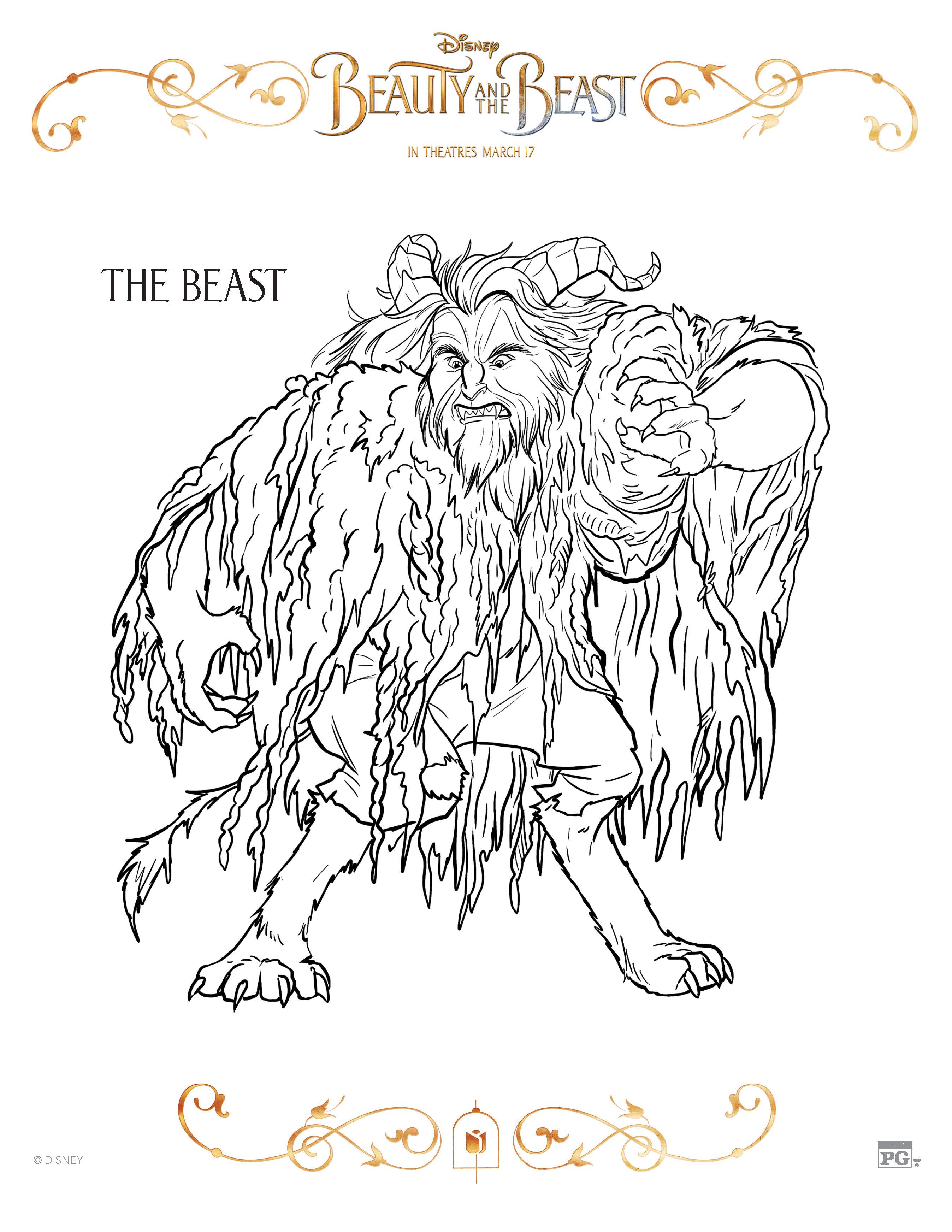 Beauty And The Beast Free Coloring Sheets For Kids